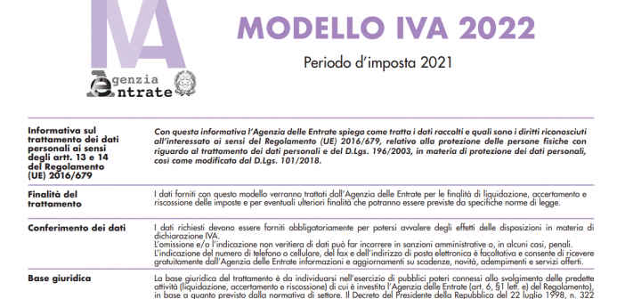 Modello IVA 2022